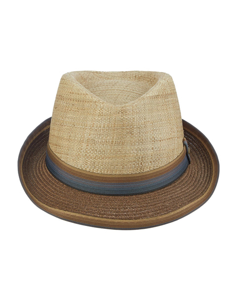 Matte Raffia Fedora With Paper Braid Brim-Hats-Cubavera