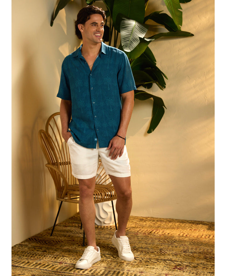 Medallion Palm Print Shirt-Casual Shirts-Cubavera