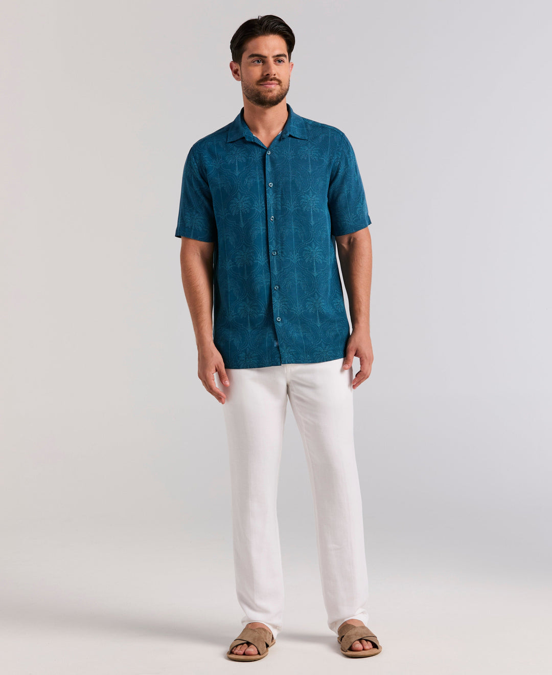 Medallion Palm Print Shirt (Sailor Blue) 