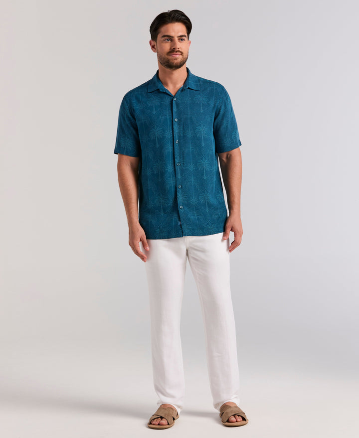 Medallion Palm Print Shirt (Sailor Blue) 