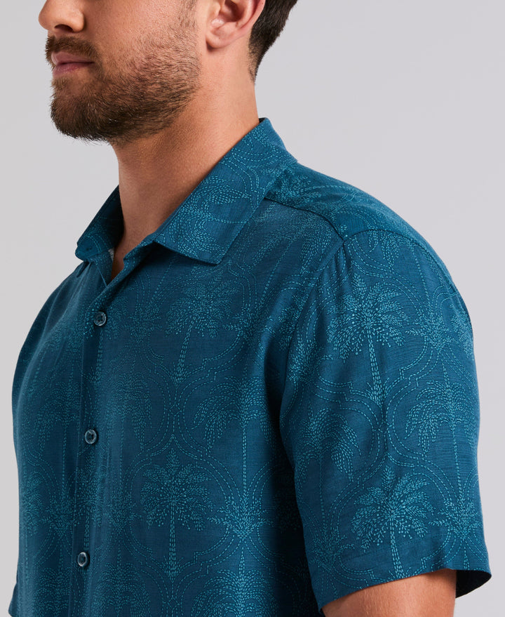 Medallion Palm Print Shirt (Sailor Blue) 