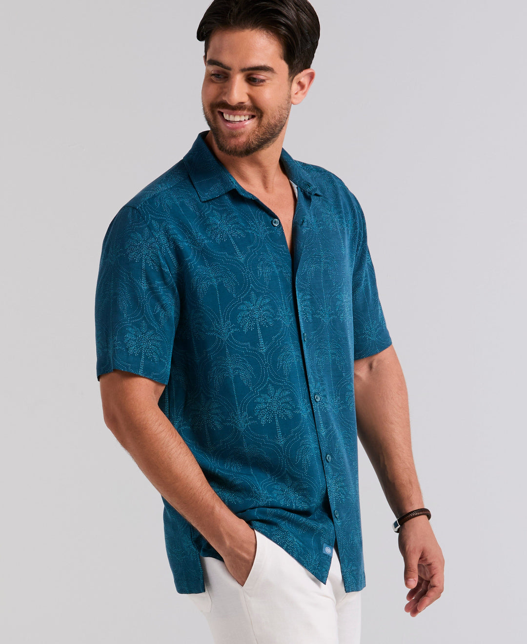 Medallion Palm Print Shirt (Sailor Blue) 