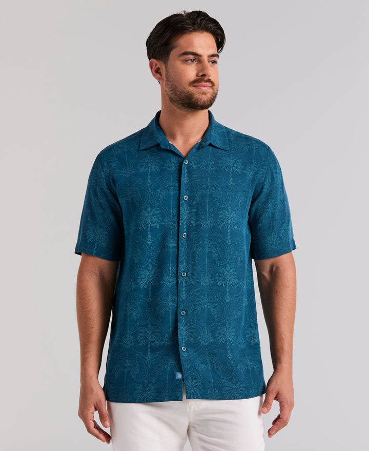 Medallion Palm Print Shirt (Sailor Blue) 