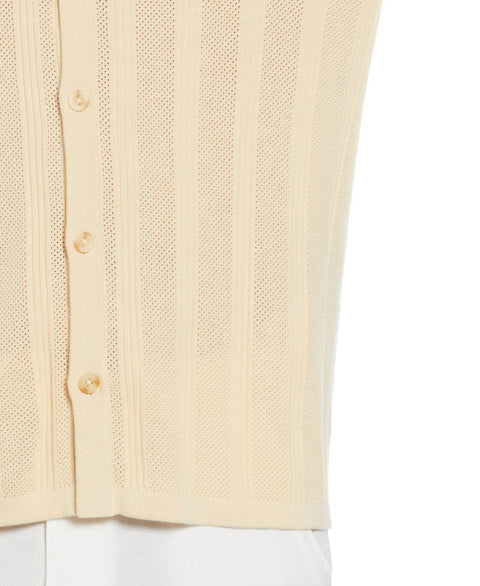 Mesh Stripe Coatfront Sweater (Bleached Sand) 