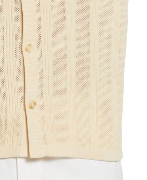 Mesh Stripe Coatfront Sweater (Bleached Sand) 