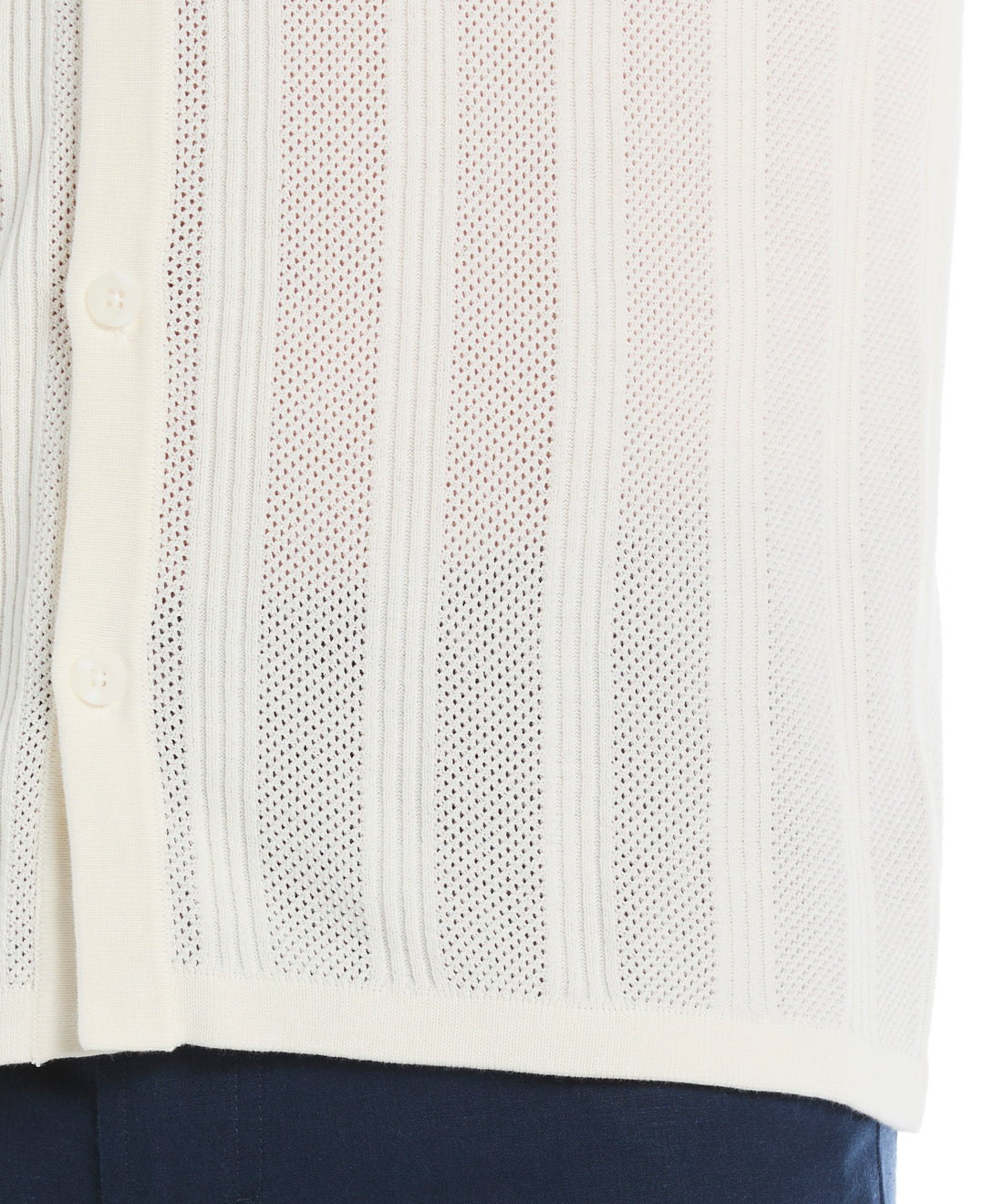 Mesh Stripe Short Sleeve Sweater (Egret) 