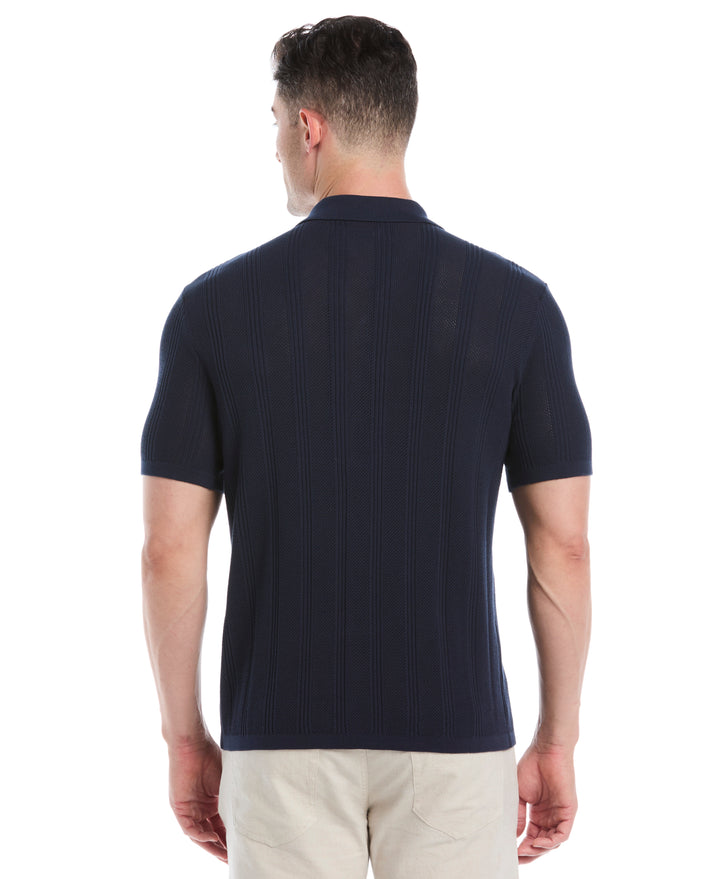 Mesh Stripe Short Sleeve Sweater (Dress Blues) 