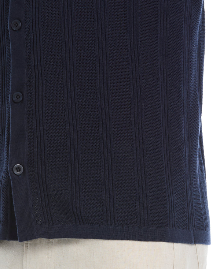 Mesh Stripe Short Sleeve Sweater (Dress Blues) 