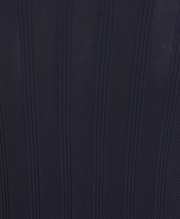 Mesh Stripe Short Sleeve Sweater (Dress Blues) 