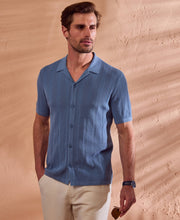 Mesh Stripe Short Sleeve Sweater-Sweaters-Cubavera