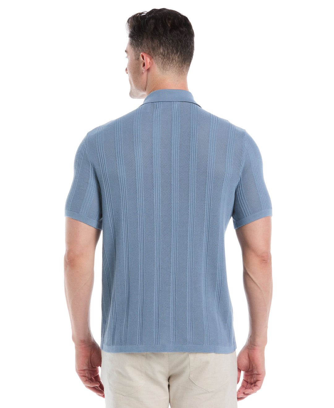 Mesh Stripe Short Sleeve Sweater (Windward Blue) 
