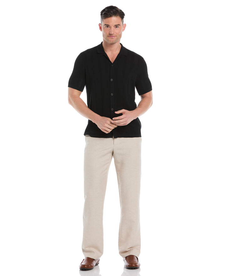 Mesh Stripe Short Sleeve Sweater (Jet Black) 