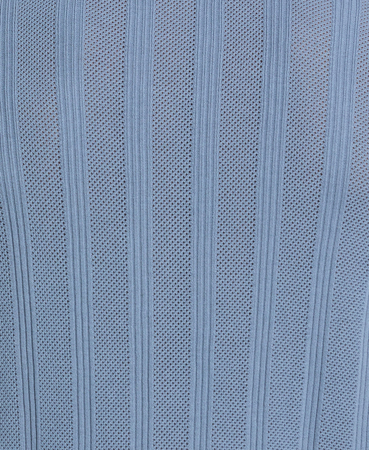 Mesh Stripe Short Sleeve Sweater (Windward Blue) 