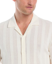 Mesh Stripe Short Sleeve Sweater (Egret) 