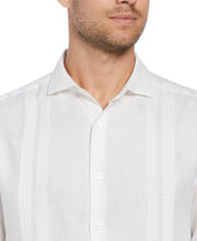 Modern Linen Multi Pintuck Guayabera Shirt (Brilliant White) 