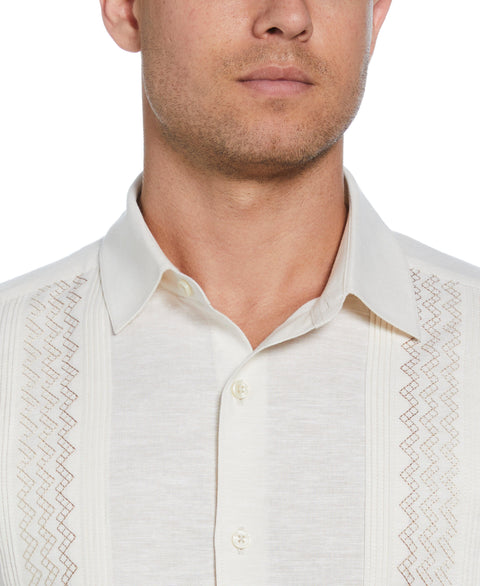 Multi-Tuck Embroidered Shirt (Bleached Sand) 