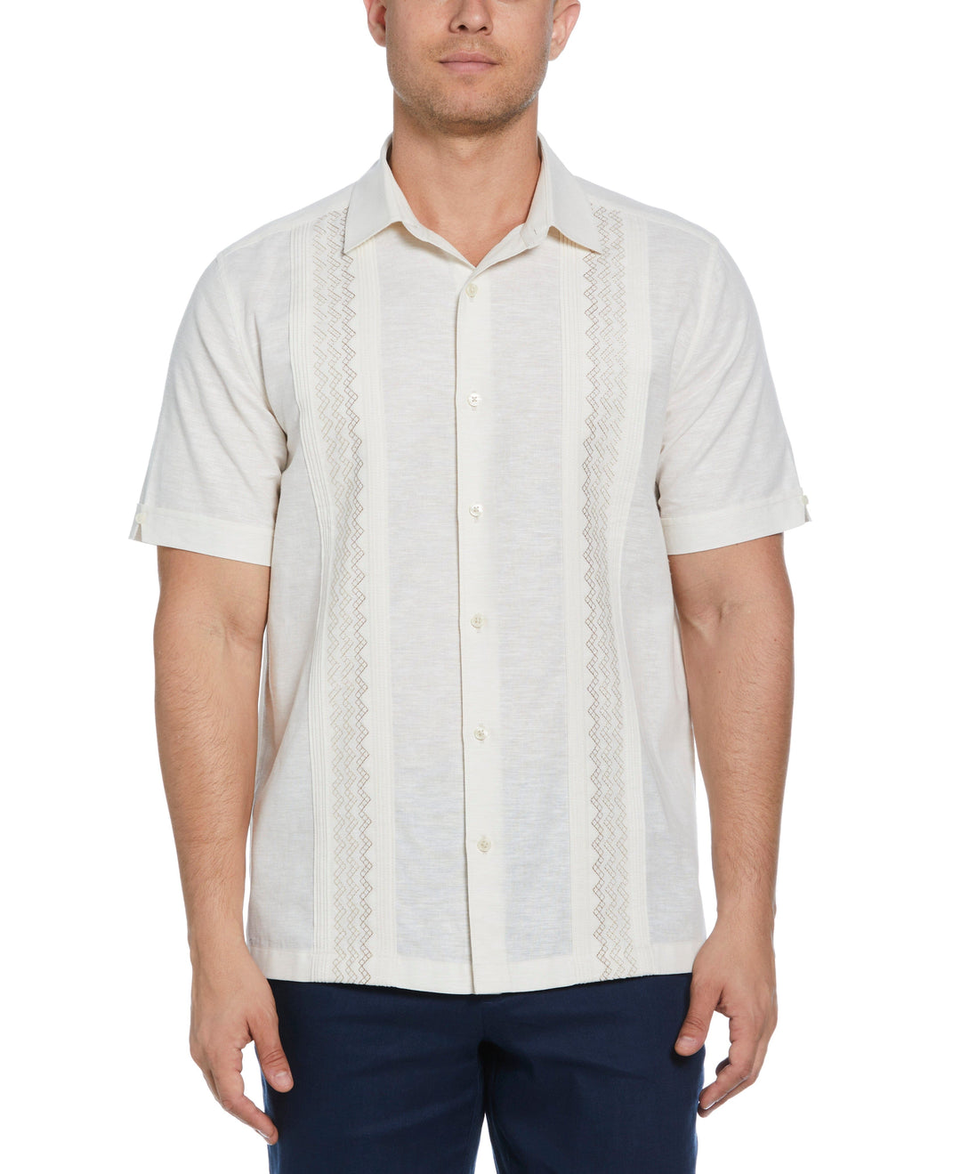 Multi-Tuck Embroidered Shirt (Bleached Sand) 