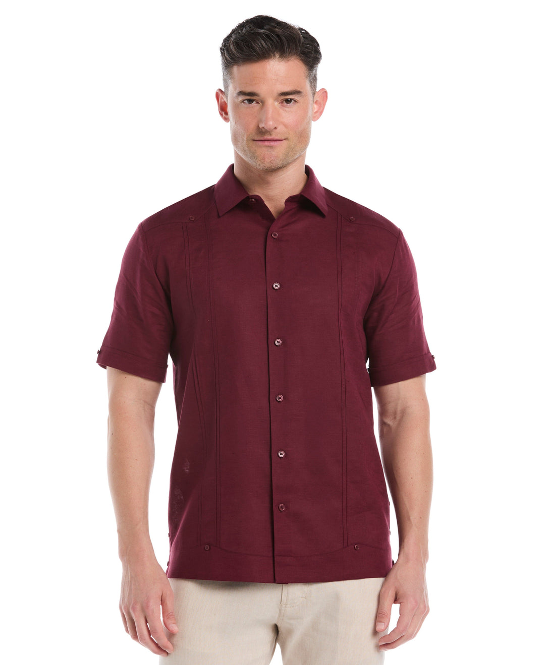 cubavera dress shirts Cubavera Men's No-Pocket Guayabera Short Sleeve Shirt in Reseda, Size Small, Linen Blend