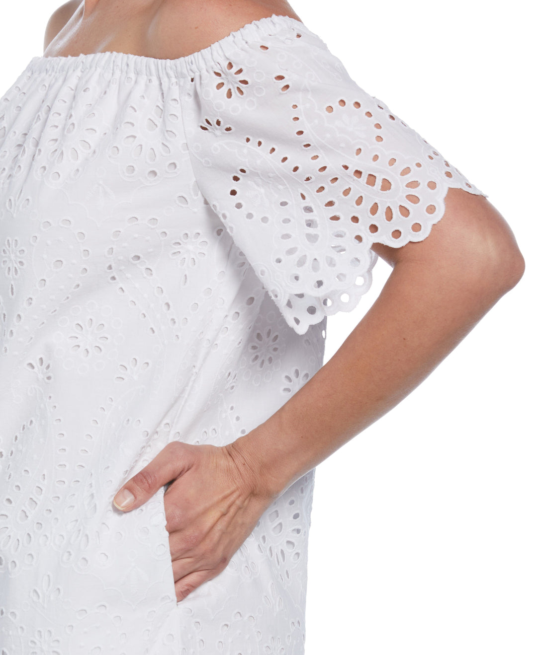 Off-Shoulder Embroidered Eyelet Dress Cubavera Off-Shoulder Embroidered Eyelet Dress Cubavera