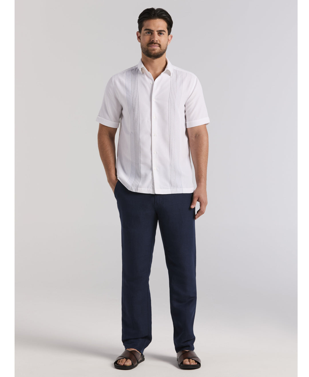 Ombre Embroidered Panel Shirt-Casual Shirts-Cubavera
