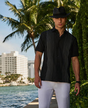 Ombre Embroidered Panel Shirt-Casual Shirts-Cubavera