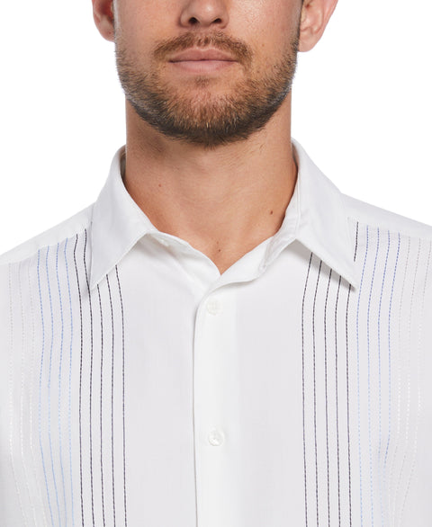 Ombre Embroidered Stripe Shirt (Brilliant White) 