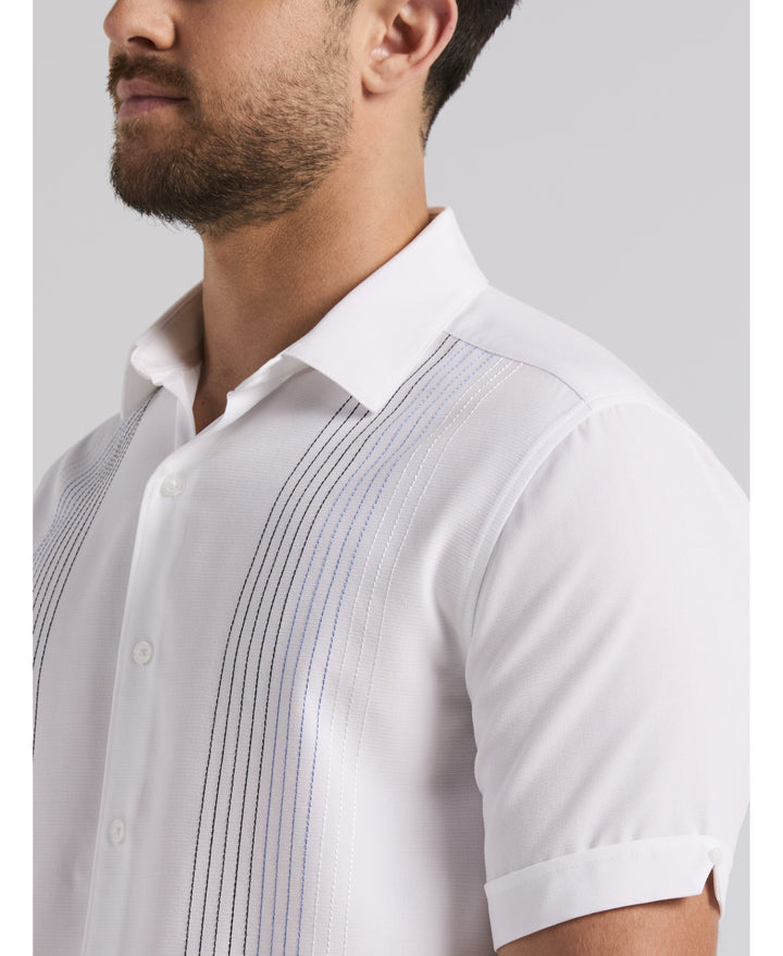 Ombre Embroidered Panel Shirt-Casual Shirts-Cubavera