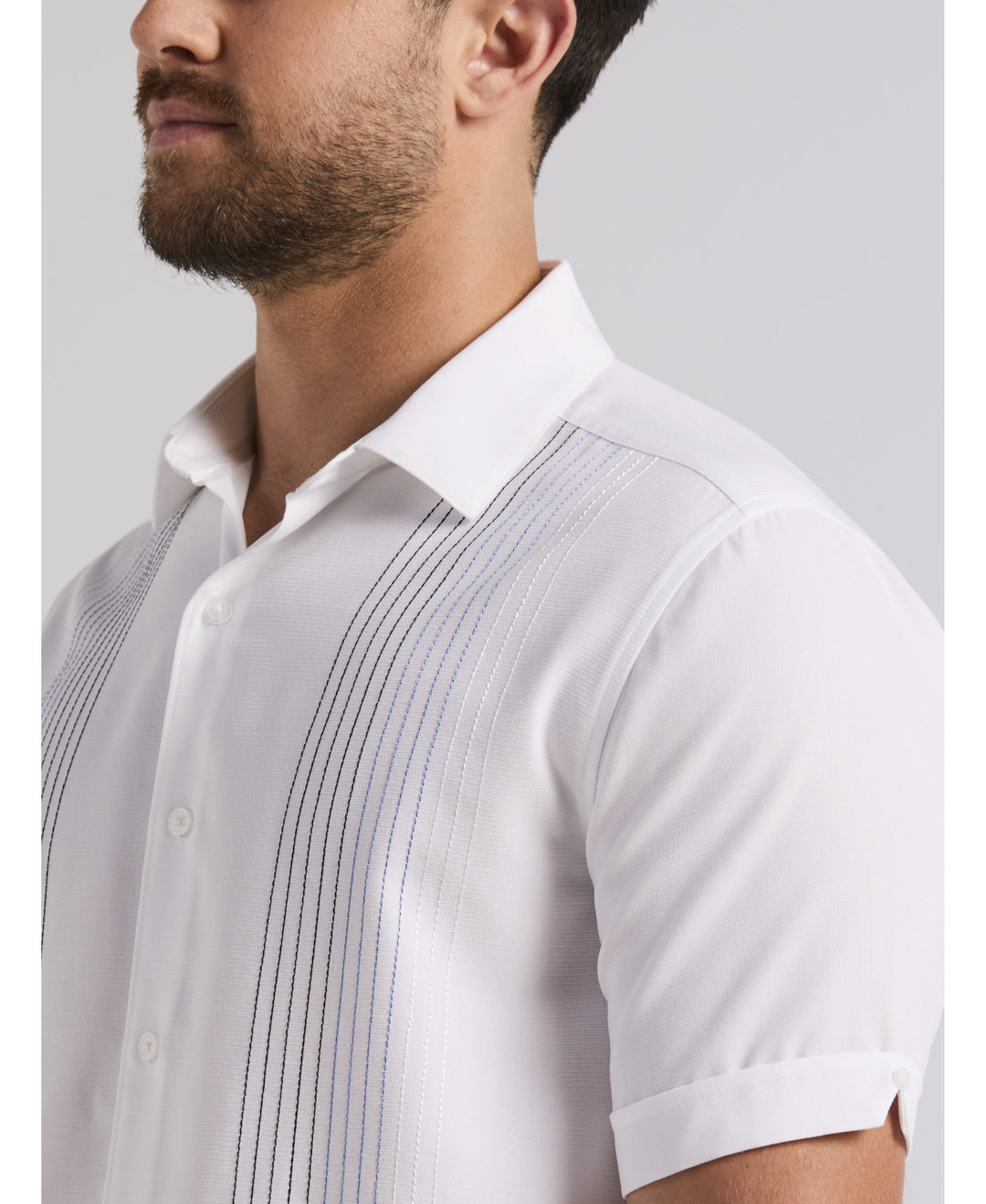 Ombre Embroidered Panel Shirt-Casual Shirts-Cubavera