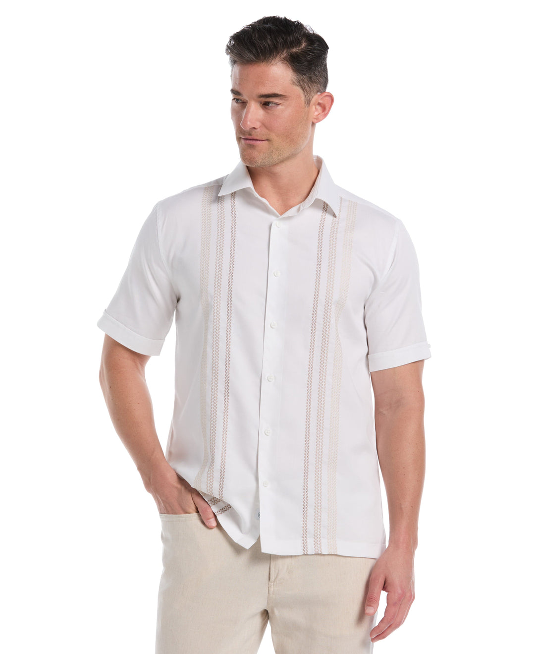 Ombre Embroidery Panel Shirt (Brilliant White) 