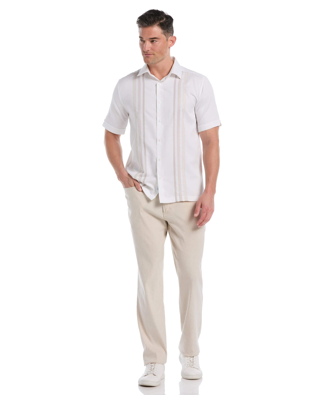 Ombre Embroidery Panel Shirt (Brilliant White) 