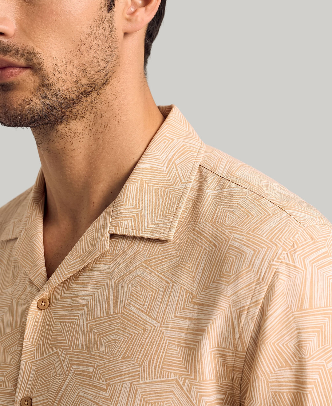 Organic Geometric Print Shirt (Iced Coffee) 