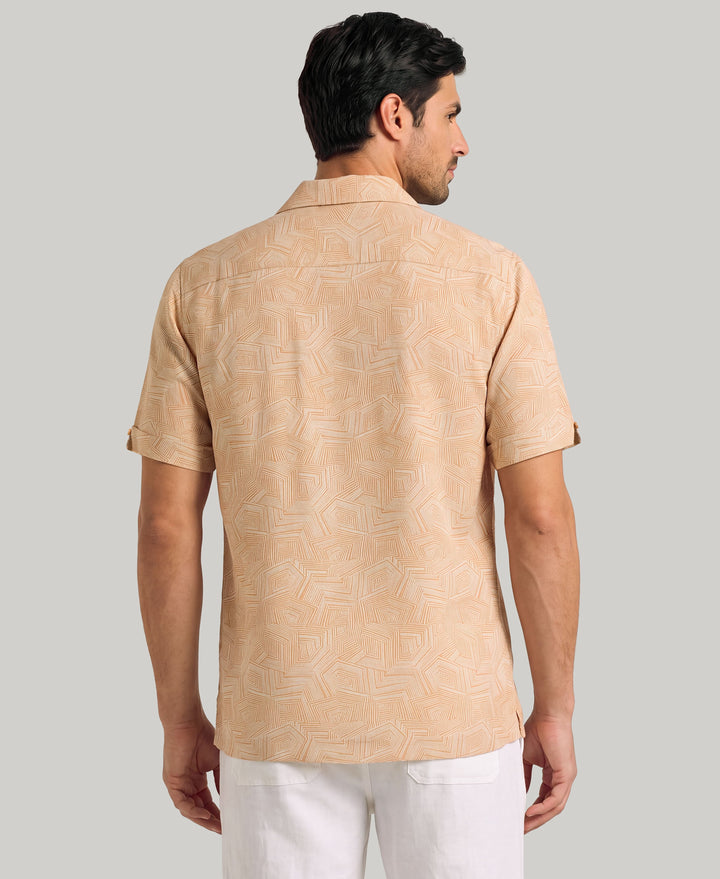 Organic Geometric Print Shirt (Iced Coffee) 