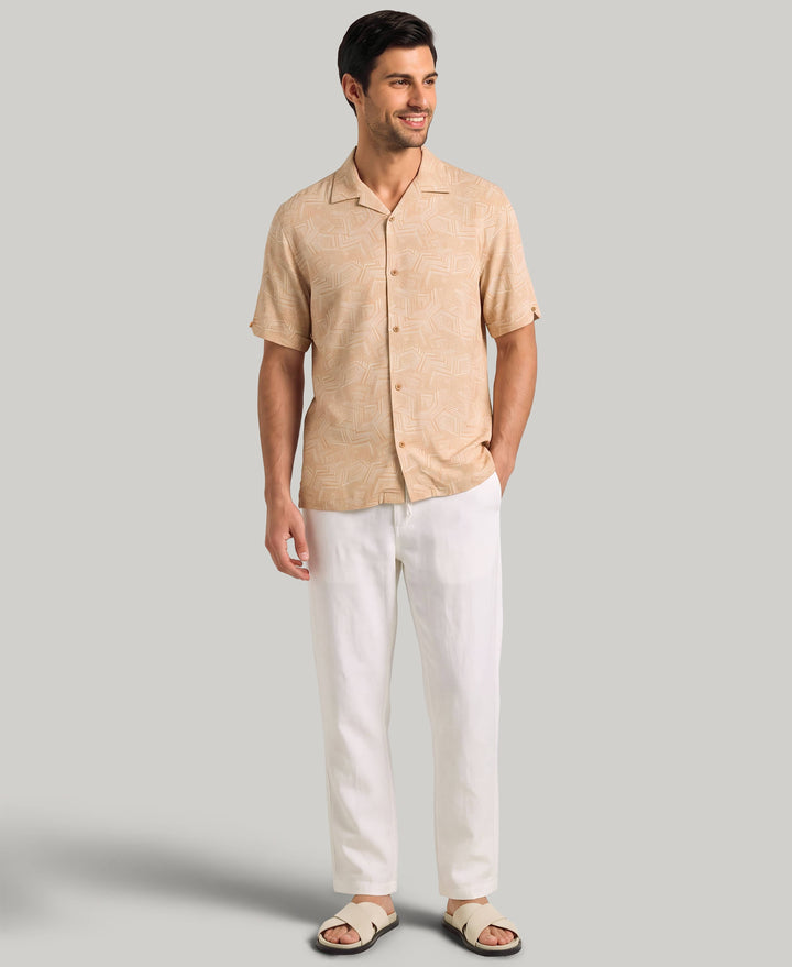 Organic Geometric Print Shirt (Iced Coffee) 