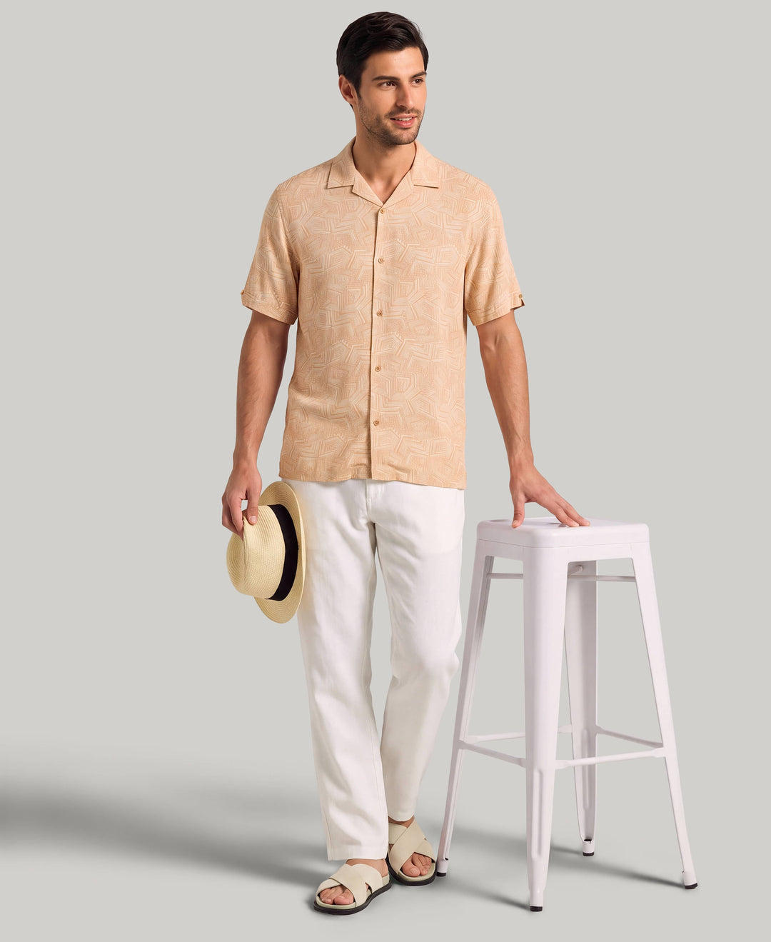 Organic Geometric Print Shirt (Iced Coffee) 