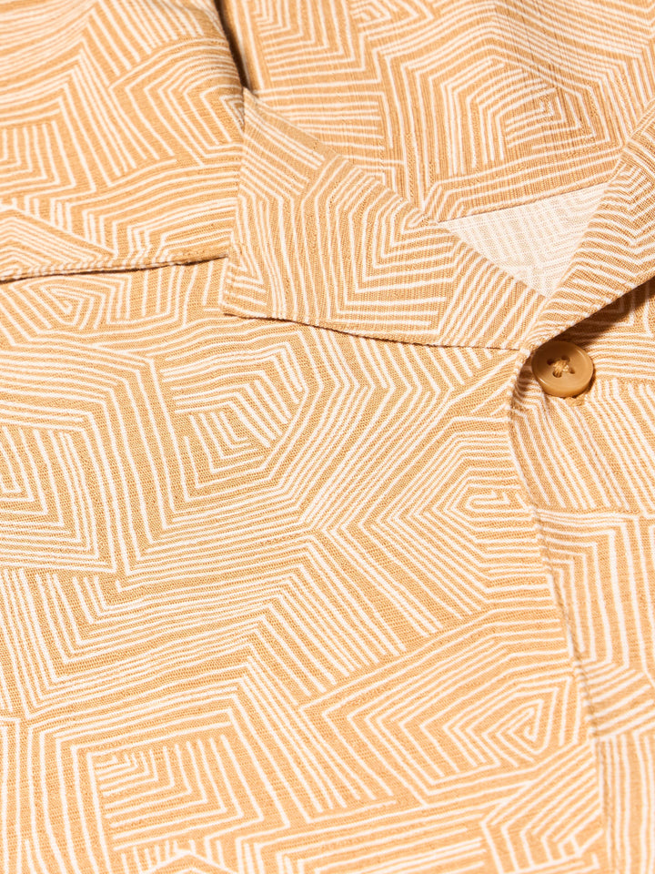 Organic Geometric Print Shirt (Iced Coffee) 