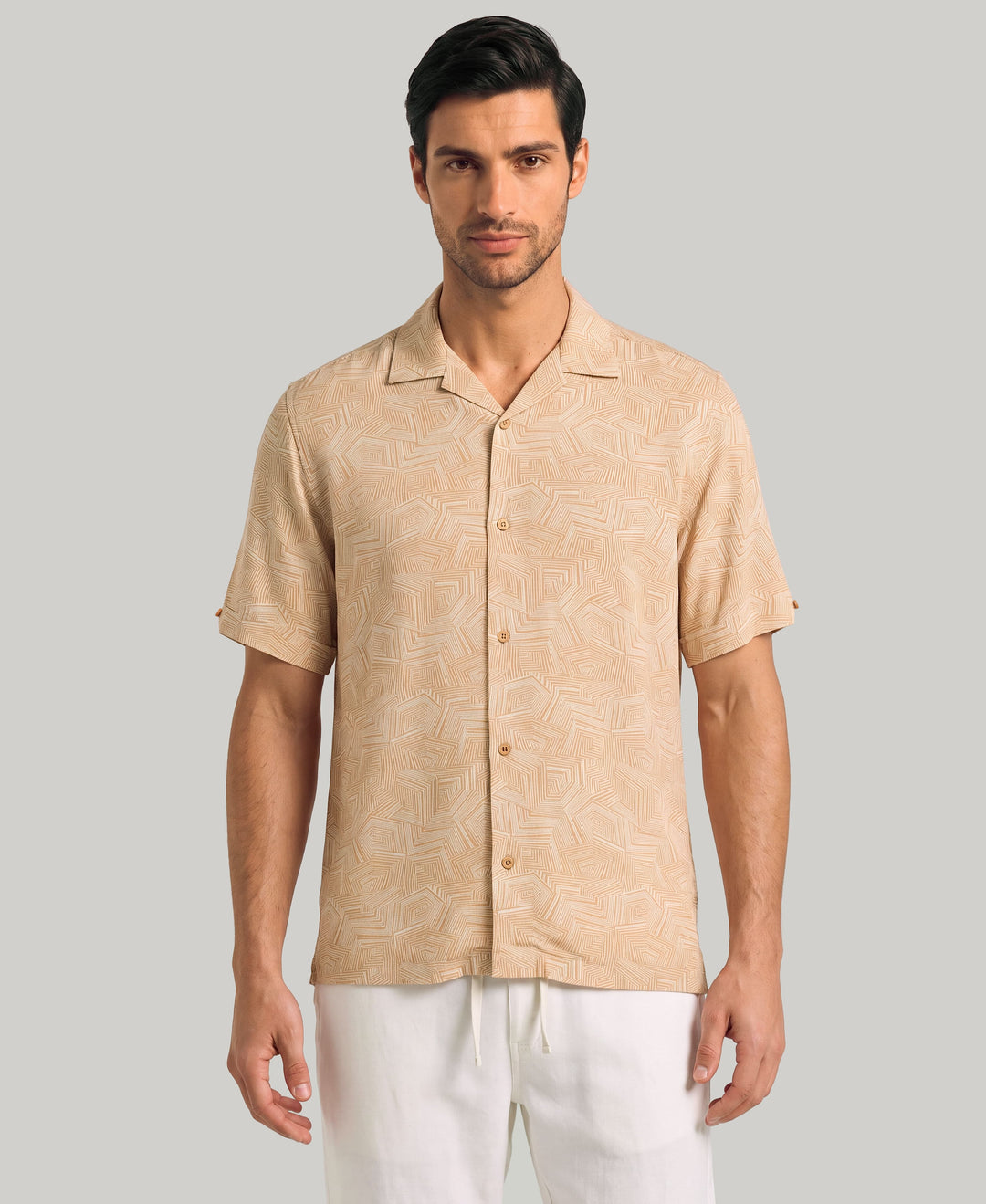 Organic Geometric Print Shirt (Iced Coffee) 