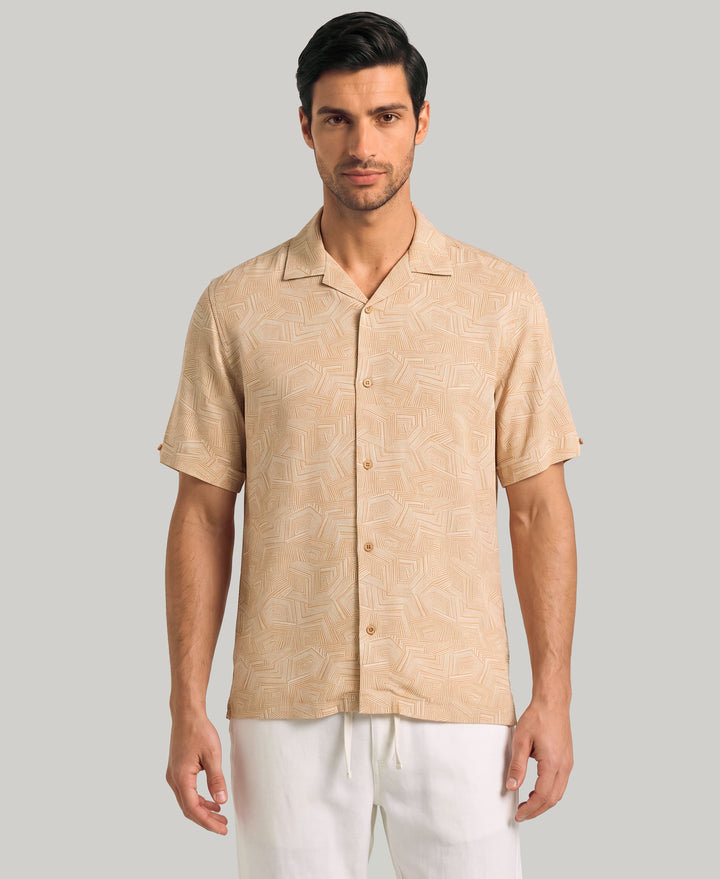 Organic Geometric Print Shirt (Iced Coffee) 