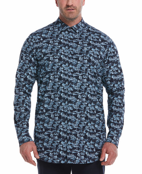 Big & Tall EcoVero™ Woven Poplin Stretch Shirt (Dark Sapphire) 