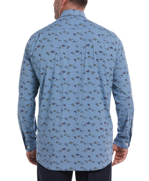 Big & Tall EcoVero™ Woven Poplin Stretch Shirt (Spring Lake) 