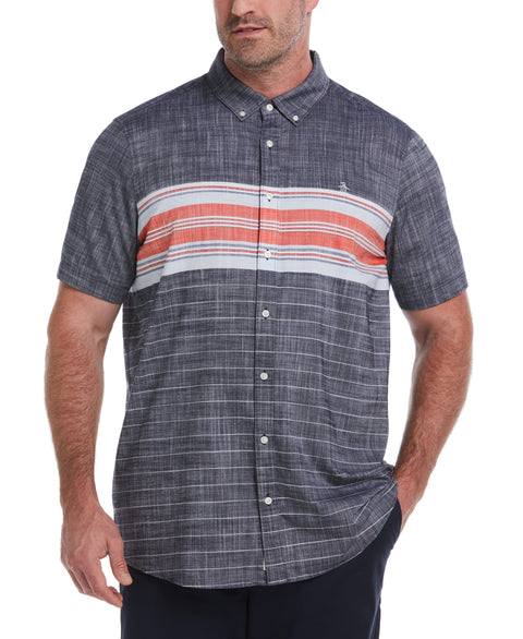 Big & Tall Engineered Chest Stripe Polo (Dark Sapphire) 