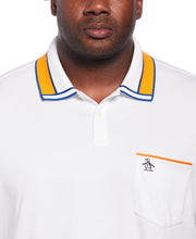 Striped Collar and Cuff Interlock Polo (Bright White) 