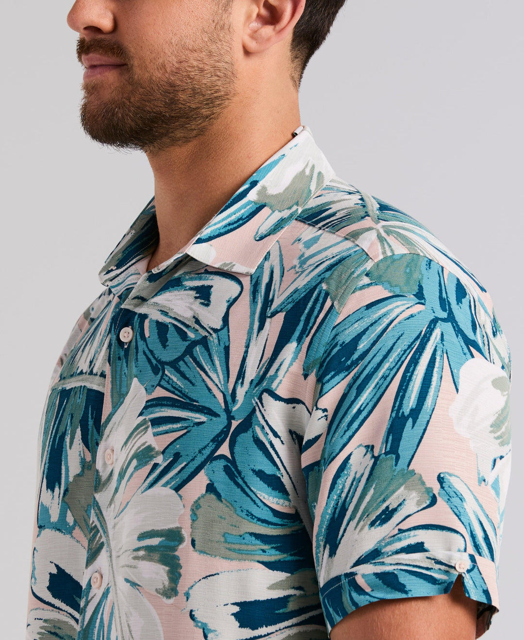 Oversized Leaf Print Shirt (Rose Smoke) 