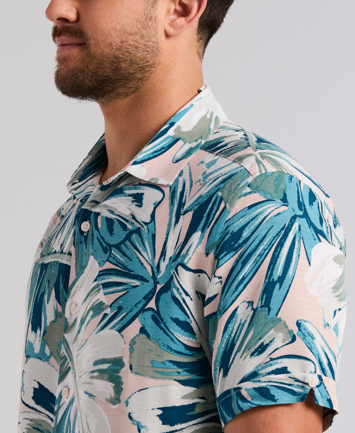 Oversized Leaf Print Shirt (Rose Smoke) 