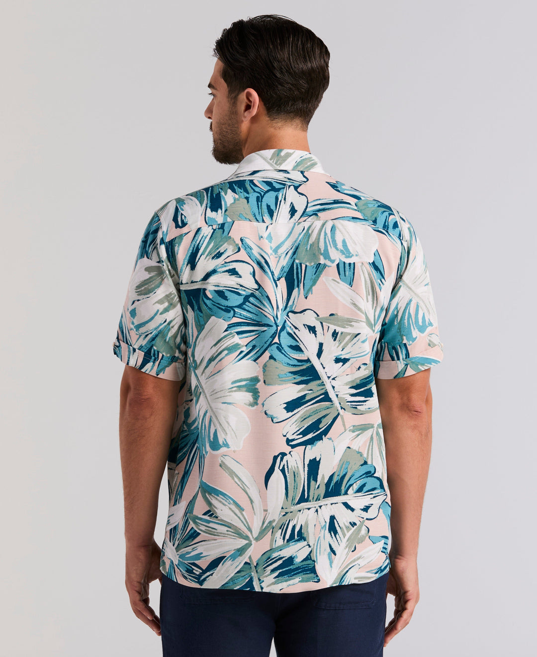 Oversized Leaf Print Shirt (Rose Smoke) 