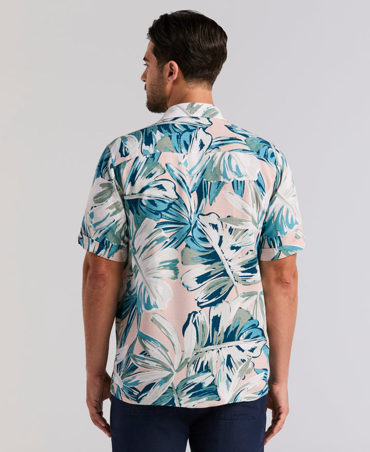 Oversized Leaf Print Shirt (Rose Smoke) 