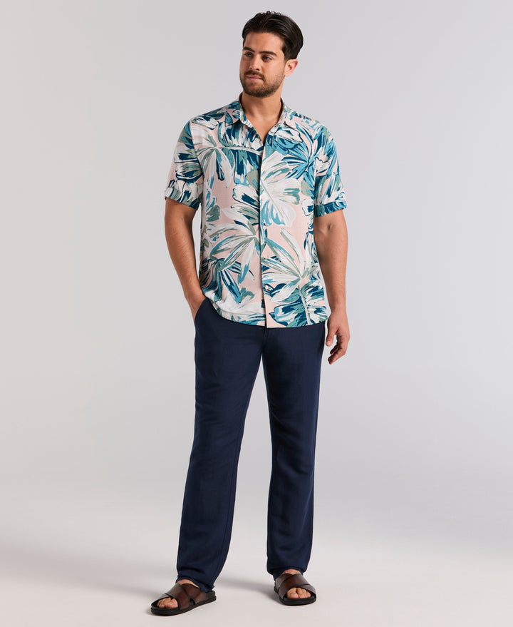 Oversized Leaf Print Shirt (Rose Smoke) 
