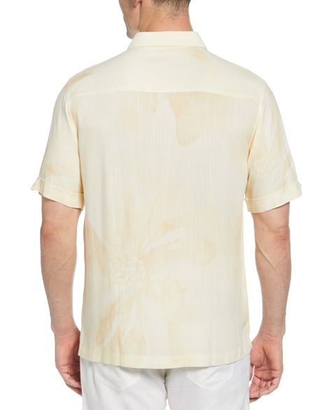 Oversized Tropical Placement Print Shirt (Antique White) 