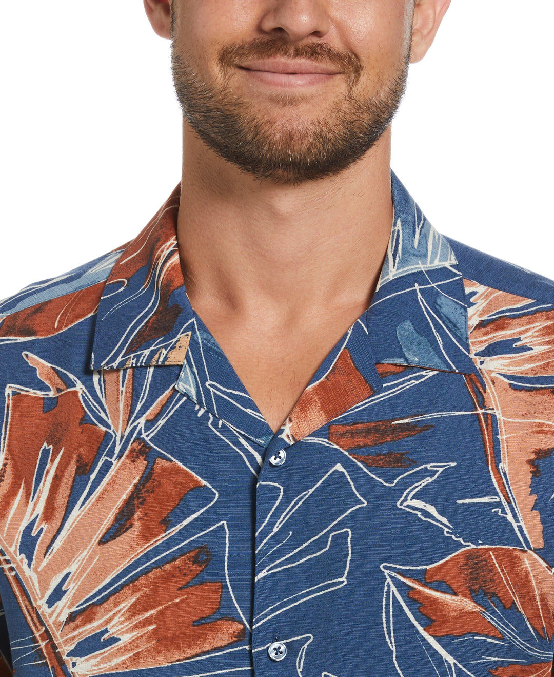 Oversized Tropical Sketch Print Shirt (Ensign Blue) 