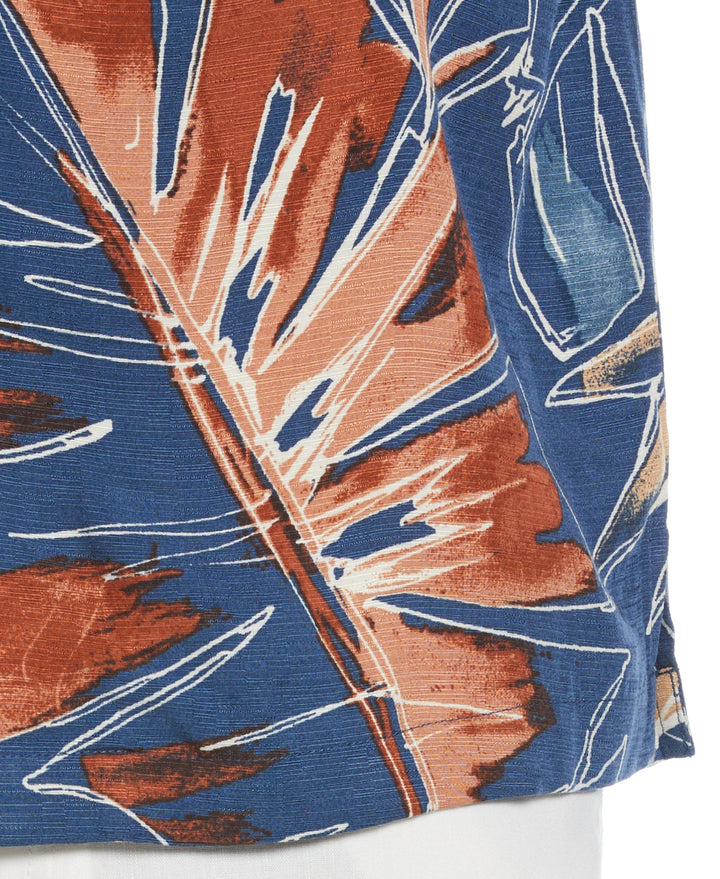 Oversized Tropical Sketch Print Shirt (Ensign Blue) 