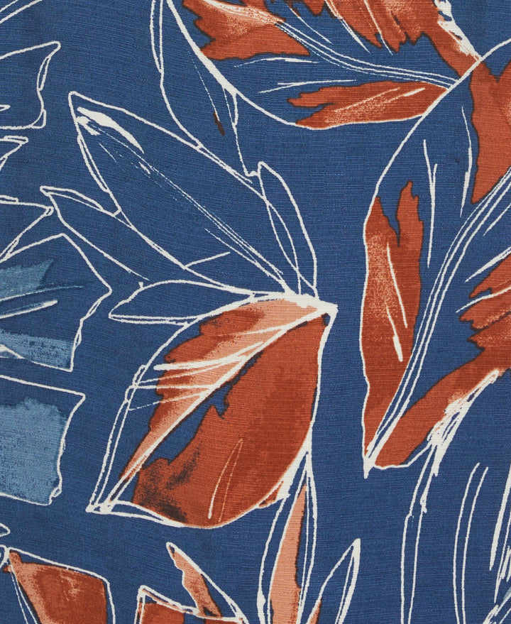 Oversized Tropical Sketch Print Shirt (Ensign Blue) 